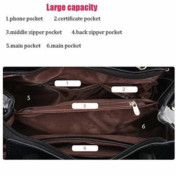 Classic Genuine Textured Bag Satchel For Women: Soft Textured Strap Handbags F - Picture 5 of 7